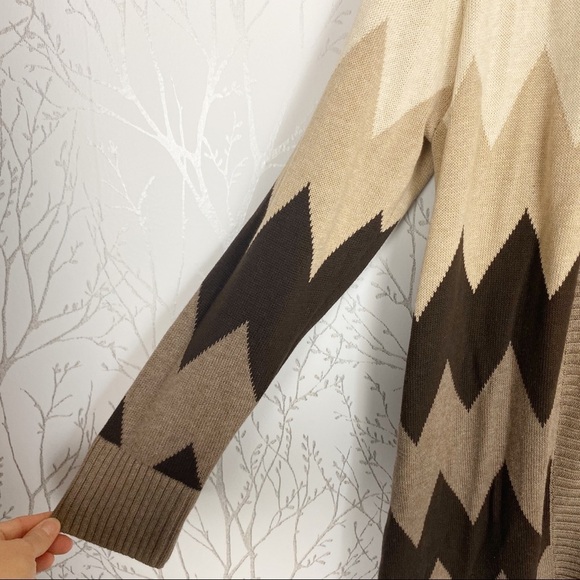 EIGHT EIGHT EIGHT Long Sleeve Cotton Open Front Chevron Cardigan NWT Large - Picture 7 of 10